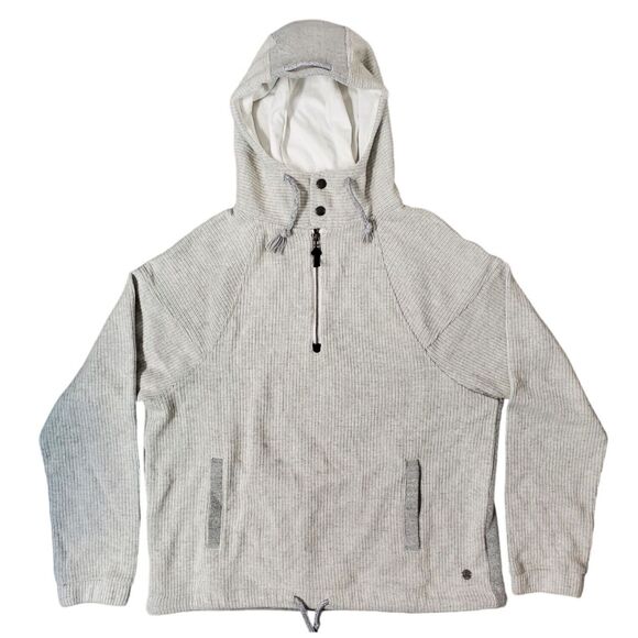 PRANA Jacket Mens Large Beige Pullover Hooded 1/4 Zip Pockets Casual Outdoor - Picture 1 of 2